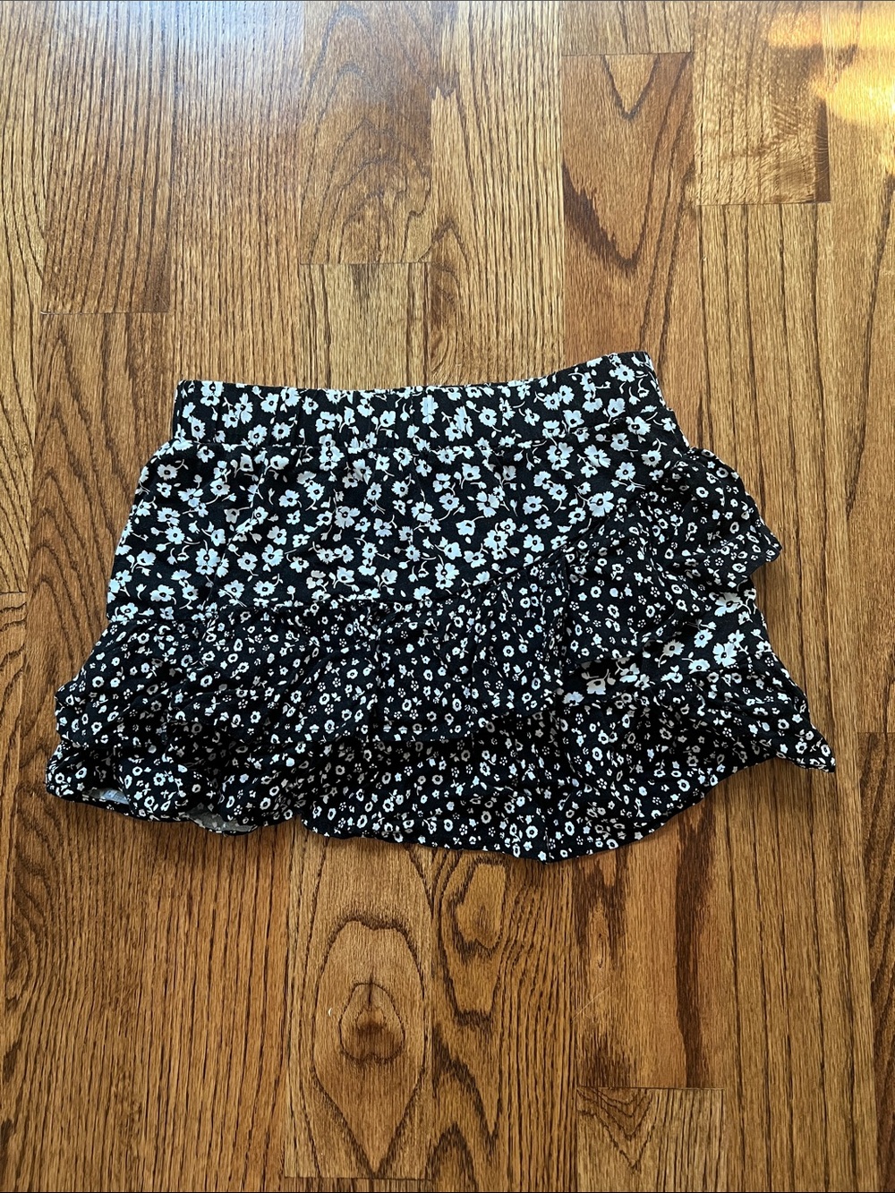 Target Black Mini Skirt with White Floral Print